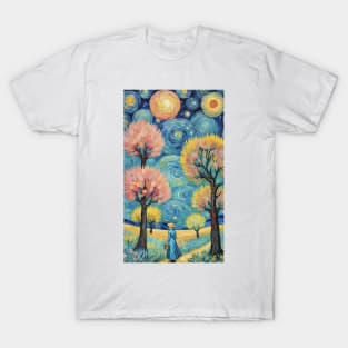 Starry Night Symphony: Van Gogh's Inspired Landscape T-Shirt